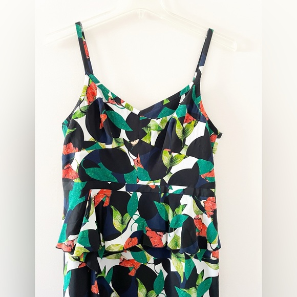 J. Crew Sosi Printed Silk Floral Spaghetti Strap Ruffle Dress Size 14 - Picture 5 of 9